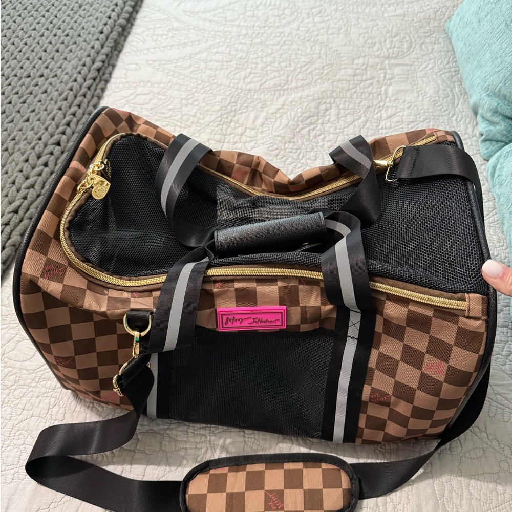 Betsey Johnson Dog Carrier Brown and Black Travel Essential